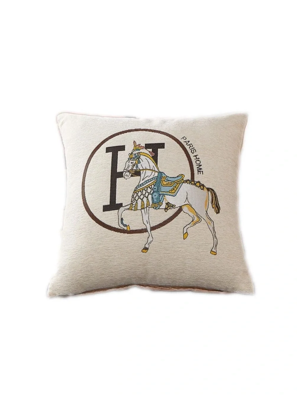 Paris Home Beige Decorative Pillow Cases with Horse Emblem Set of 2 NWOT